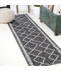 Derya Tribal Diamond Trellis Black/Ivory 2 ft. x 8 ft. Indoor/Outdoor Runner Rug