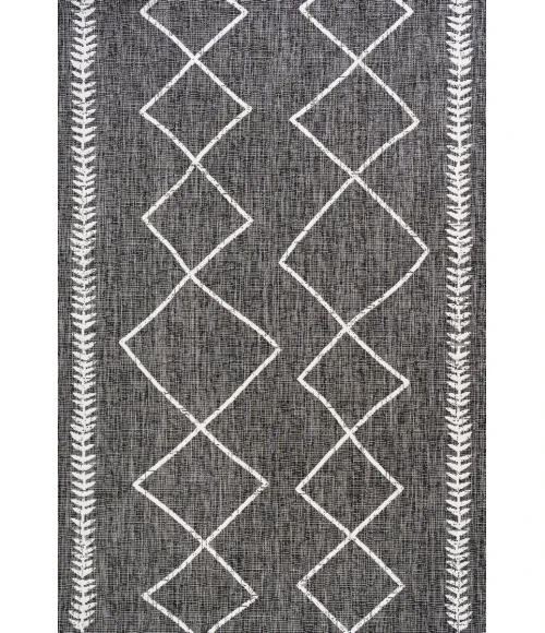 Derya Tribal Diamond Trellis Black/Ivory 4 ft. x 6 ft. Indoor/Outdoor Area Rug