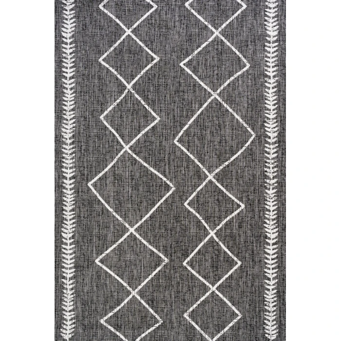 Derya Tribal Diamond Trellis Black/Ivory 5 ft. x 8 ft. Indoor/Outdoor Area Rug