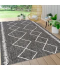 Derya Tribal Diamond Trellis Black/Ivory 4 ft. x 6 ft. Indoor/Outdoor Area Rug