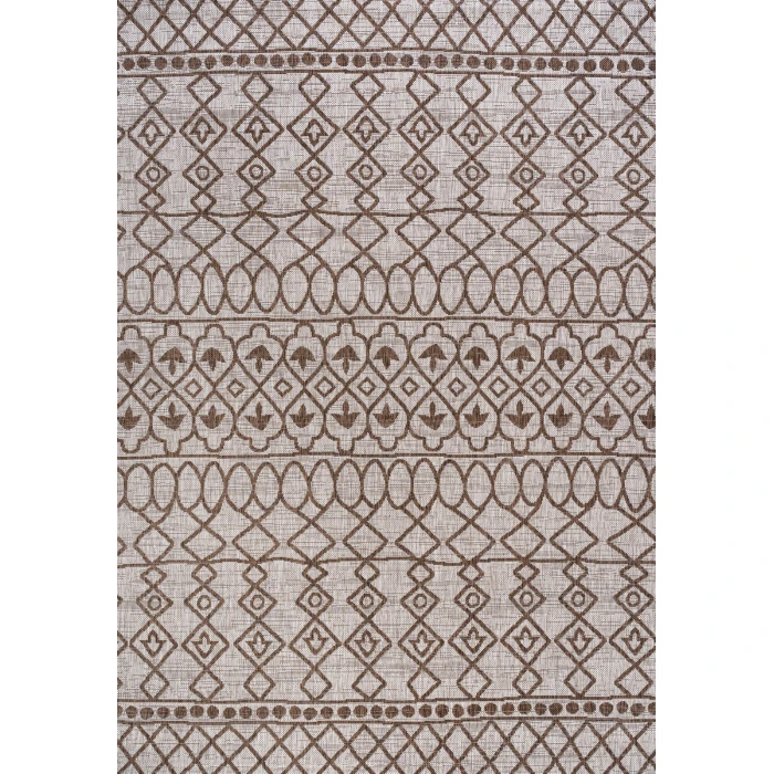 Kafel Tribal Bohemian Beige/Brown 5 ft. x 8 ft. Indoor/Outdoor Area Rug