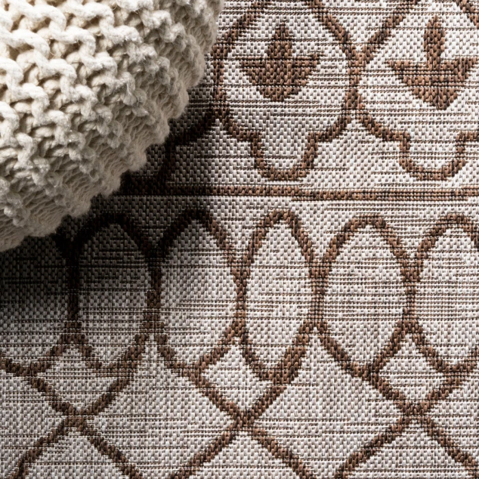 Kafel Tribal Bohemian Beige/Brown 2 ft. x 10 ft. Indoor/Outdoor Runner Rug