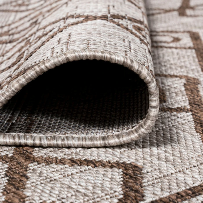Kafel Tribal Bohemian Beige/Brown 2 ft. x 10 ft. Indoor/Outdoor Runner Rug