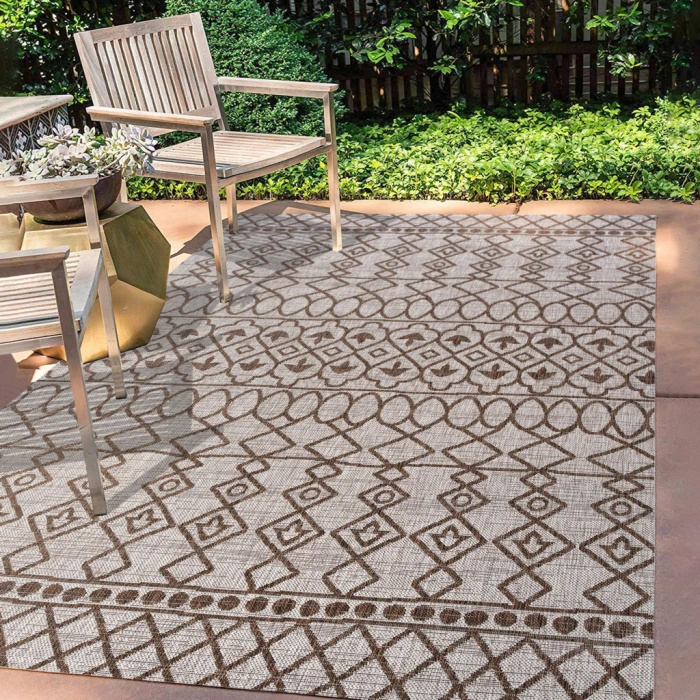 Kafel Tribal Bohemian Beige/Brown 5 ft. x 8 ft. Indoor/Outdoor Area Rug
