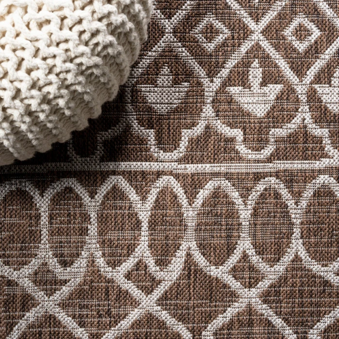 Kafel Tribal Bohemian Brown/Beige 2 ft. x 10 ft. Indoor/Outdoor Runner Rug