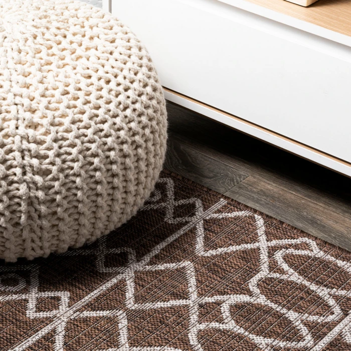 Kafel Tribal Bohemian Brown/Beige 2 ft. x 10 ft. Indoor/Outdoor Runner Rug