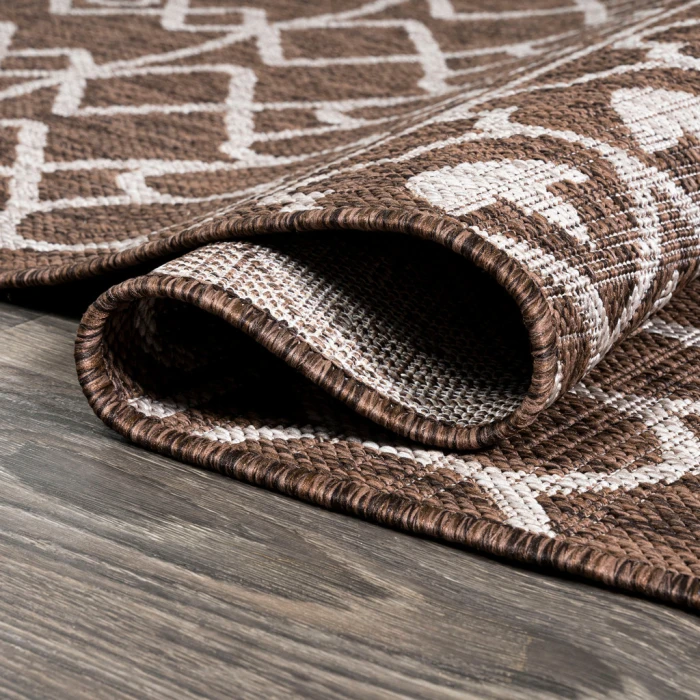 Kafel Tribal Bohemian Brown/Beige 2 ft. x 10 ft. Indoor/Outdoor Runner Rug