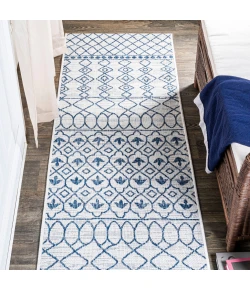 Jonathany Santa Monica SMB130C Ivory/Blue Area Rug 2 ft. 2 in. X 10 ft. Runner