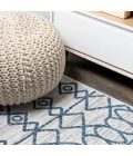Kafel Tribal Bohemian Ivory/Blue 2 ft. x 8 ft. Indoor/Outdoor Runner Rug