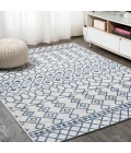 Kafel Tribal Bohemian Ivory/Blue 4 ft. x 6 ft. Indoor/Outdoor Area Rug