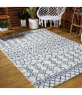 Kafel Tribal Bohemian Ivory/Blue 4 ft. x 6 ft. Indoor/Outdoor Area Rug