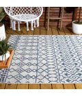 Kafel Tribal Bohemian Ivory/Blue 4 ft. x 6 ft. Indoor/Outdoor Area Rug