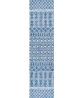 Kafel Tribal Bohemian Blue/Ivory 2 ft. x 10 ft. Indoor/Outdoor Runner Rug