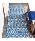 Kafel Tribal Bohemian Blue/Ivory 2 ft. x 10 ft. Indoor/Outdoor Runner Rug