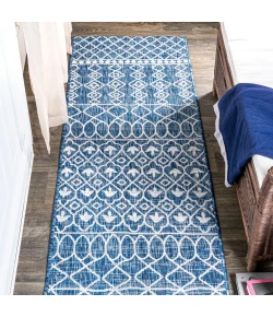 Jonathany Santa Monica SMB130D Blue/Ivory Area Rug 2 ft. 2 in. X 10 ft. Runner