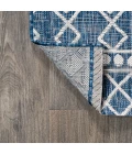 Kafel Tribal Bohemian Blue/Ivory 2 ft. x 10 ft. Indoor/Outdoor Runner Rug