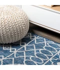 Kafel Tribal Bohemian Blue/Ivory 2 ft. x 10 ft. Indoor/Outdoor Runner Rug