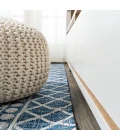 Kafel Tribal Bohemian Blue/Ivory 2 ft. x 10 ft. Indoor/Outdoor Runner Rug