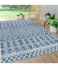 Kafel Tribal Bohemian Blue/Ivory 3 ft. x 5 ft. Indoor/Outdoor Area Rug