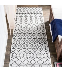 Jonathany Santa Monica SMB130E Ivory/Black Area Rug 2 ft. 2 in. X 10 ft. Runner