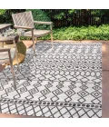 Kafel Tribal Bohemian Ivory/Black 8 ft. x 10 ft. Indoor/Outdoor Area Rug