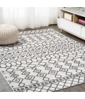 Kafel Tribal Bohemian Ivory/Black 8 ft. x 10 ft. Indoor/Outdoor Area Rug