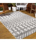Kafel Tribal Bohemian Ivory/Black 8 ft. x 10 ft. Indoor/Outdoor Area Rug