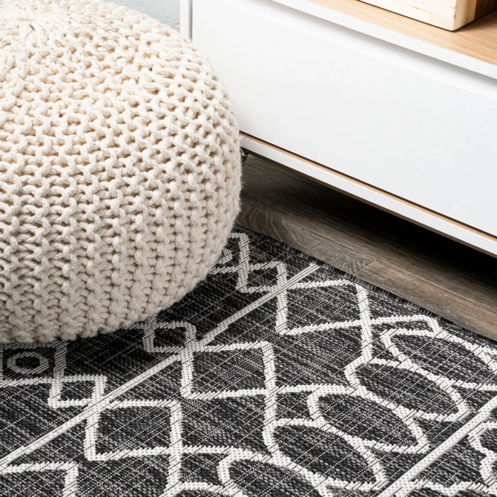 Kafel Tribal Bohemian Black/Ivory 2 ft. x 10 ft. Indoor/Outdoor Runner Rug