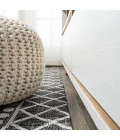 Kafel Tribal Bohemian Black/Ivory 2 ft. x 10 ft. Indoor/Outdoor Runner Rug