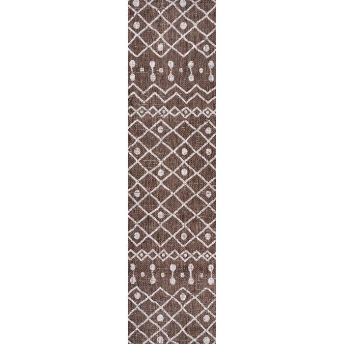 Nokat Tribal Bohemian Brown/Beige 2 ft. x 10 ft. Indoor/Outdoor Runner Rug