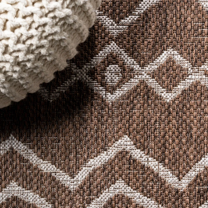Nokat Tribal Bohemian Brown/Beige 2 ft. x 10 ft. Indoor/Outdoor Runner Rug