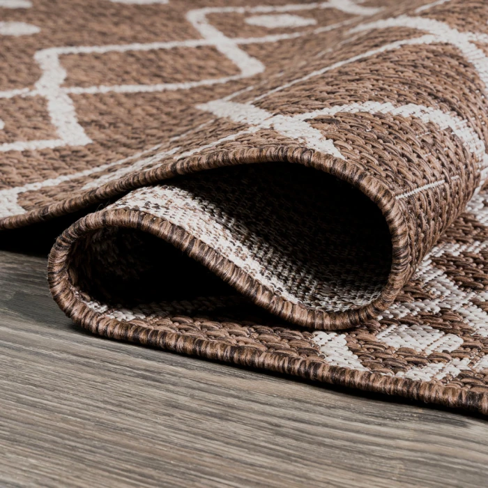 Nokat Tribal Bohemian Brown/Beige 2 ft. x 10 ft. Indoor/Outdoor Runner Rug