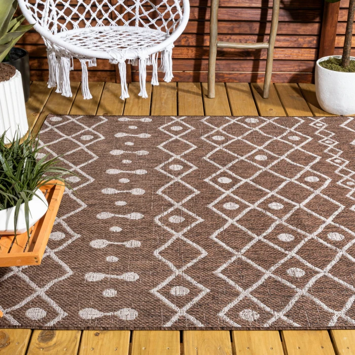 Nokat Tribal Bohemian Brown/Beige 8 ft. x 10 ft. Indoor/Outdoor Area Rug