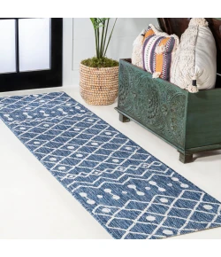 Jonathany Santa Monica SMB131C Blue/Ivory Area Rug 2 ft. 2 in. X 10 ft. Runner