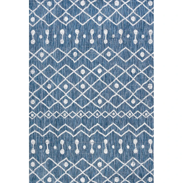 Nokat Tribal Bohemian Blue/Ivory 4 ft. x 6 ft. Indoor/Outdoor Area Rug