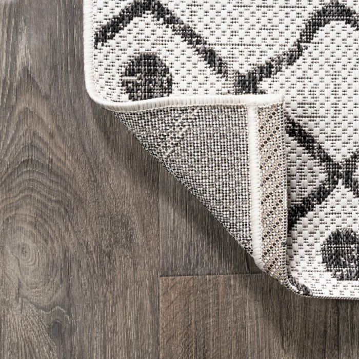 Nokat Tribal Bohemian Ivory/Black 2 ft. x 10 ft. Indoor/Outdoor Runner Rug