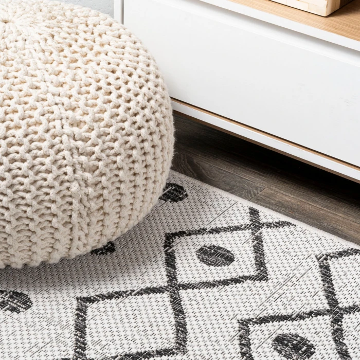 Nokat Tribal Bohemian Ivory/Black 2 ft. x 10 ft. Indoor/Outdoor Runner Rug