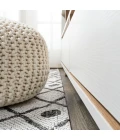 Nokat Tribal Bohemian Ivory/Black 2 ft. x 10 ft. Indoor/Outdoor Runner Rug