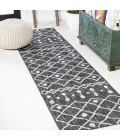 Nokat Tribal Bohemian Black/Ivory 2 ft. x 10 ft. Indoor/Outdoor Runner Rug