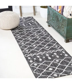 Jonathany Santa Monica SMB131E Black/Ivory Area Rug 2 ft. 2 in. X 10 ft. Runner