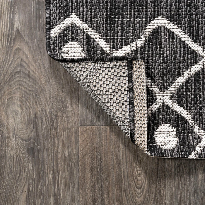 Nokat Tribal Bohemian Black/Ivory 2 ft. x 10 ft. Indoor/Outdoor Runner Rug