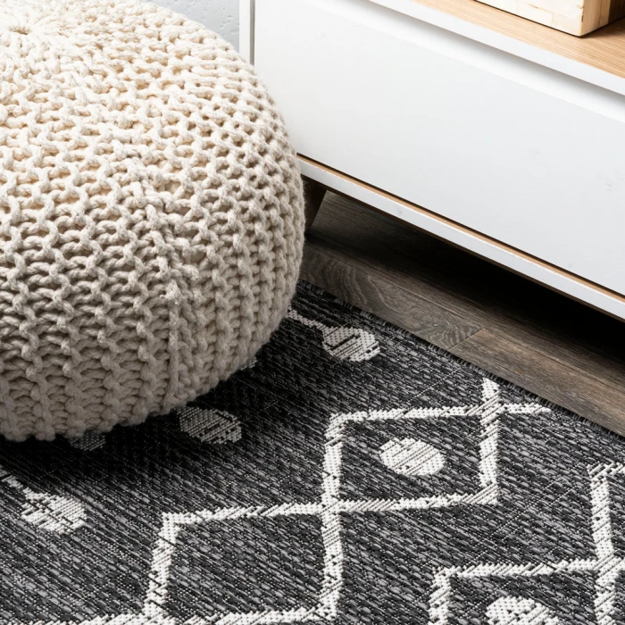 Nokat Tribal Bohemian Black/Ivory 2 ft. x 10 ft. Indoor/Outdoor Runner Rug