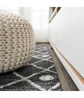 Nokat Tribal Bohemian Black/Ivory 2 ft. x 10 ft. Indoor/Outdoor Runner Rug