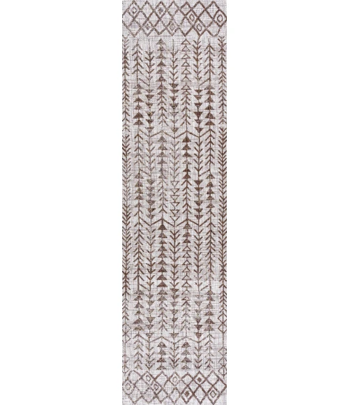 Tokay Bohemian Geometric Beige/Brown 2 ft. x 10 ft. Indoor/Outdoor Runner Rug
