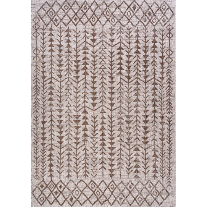 Tokay Bohemian Geometric Beige/Brown 5 ft. x 8 ft. Indoor/Outdoor Area Rug