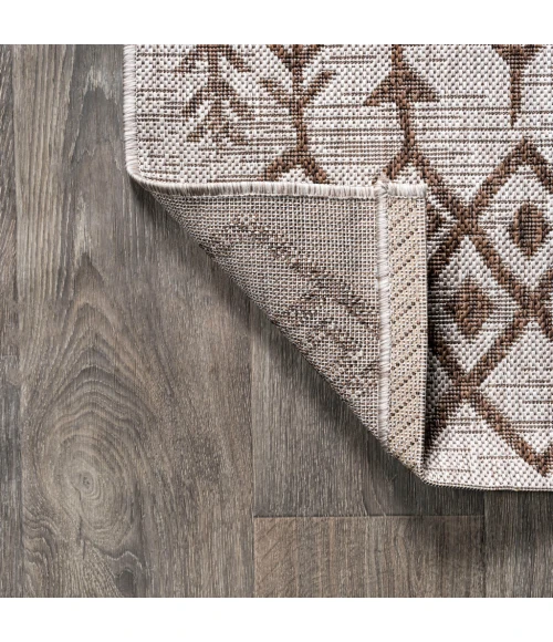 Tokay Bohemian Geometric Beige/Brown 2 ft. x 10 ft. Indoor/Outdoor Runner Rug