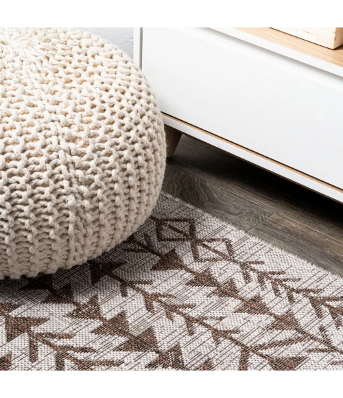 Tokay Bohemian Geometric Beige/Brown 2 ft. x 10 ft. Indoor/Outdoor Runner Rug