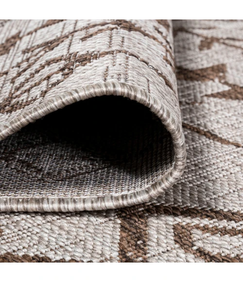 Tokay Bohemian Geometric Beige/Brown 2 ft. x 10 ft. Indoor/Outdoor Runner Rug