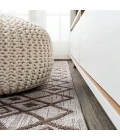 Tokay Bohemian Geometric Beige/Brown 2 ft. x 10 ft. Indoor/Outdoor Runner Rug