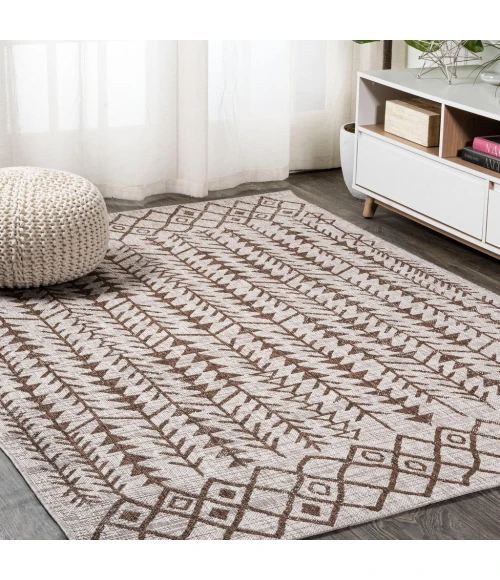Tokay Bohemian Geometric Beige/Brown 3 ft. x 5 ft. Indoor/Outdoor Area Rug